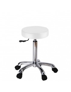 Tabouret blanc pied inox Fast