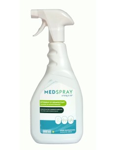 Spray détergent nettoyant et désinfectant pour surfaces, petit matériel, dispositifs médicaux