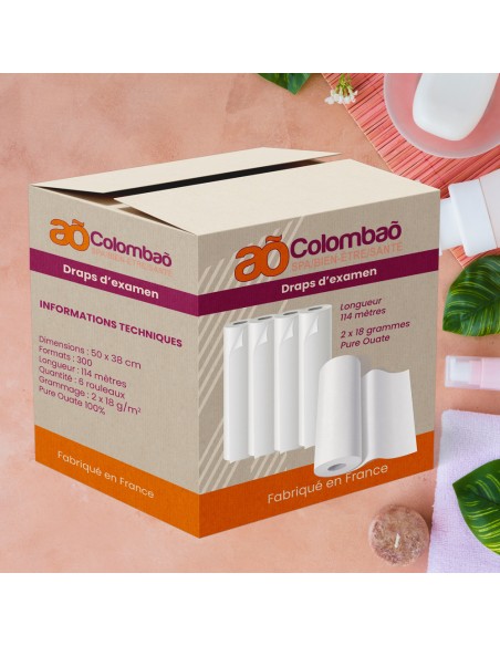 Draps d'examen Ouaté 50 cm Compact  (par carton de 6 rouleaux)