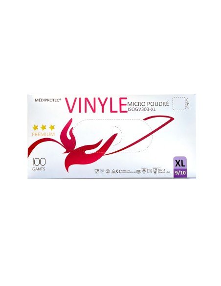 Gant Vinyle Poudré - Taille XL - Boîte de 100 pièces