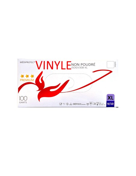 Gant Vinyle Non Poudré - Taille XL - Boîte de 100 pièces