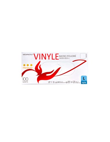 Gant Vinyle Poudré - Taille L - Boîte de 100 pièces