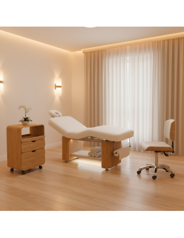 Cabine Spa - Table de massage - Guéridon - Tabouret