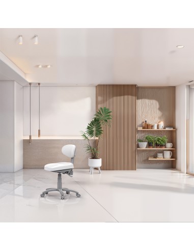 Tabouret Esthétique Ergonomique Sun dossier blanc| Hauteur & Inclinaison Réglables