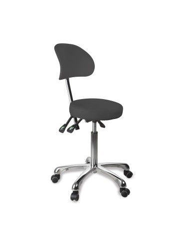 Tabouret Rond Zin Back Gris Anthracite | Ergonomique & Réglable