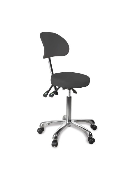 Tabouret Rond Zin Back Gris Anthracite | Ergonomique & Réglable