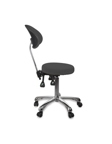 Tabouret Rond Zin Back Gris Anthracite | Ergonomique & Réglable