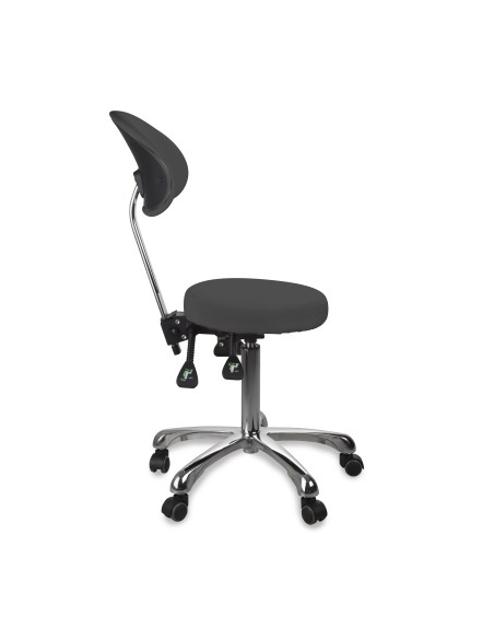 Tabouret Rond Zin Back Gris Anthracite | Ergonomique & Réglable