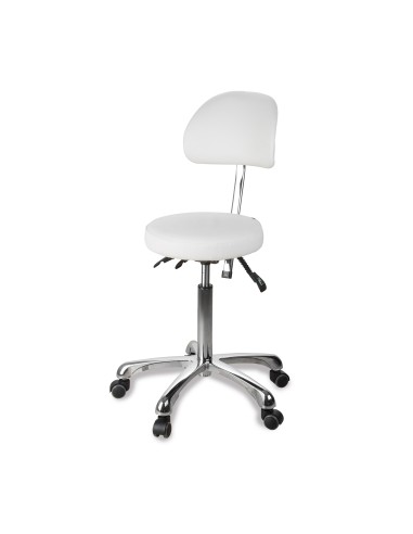 Tabouret Rond Zin Back Blanc | Ergonomique & Réglable