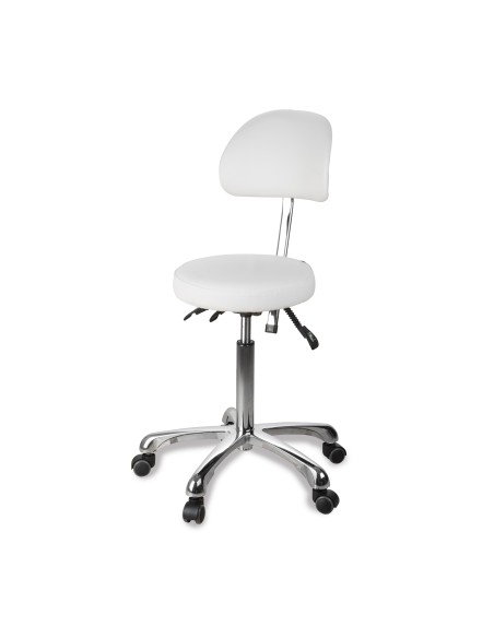Tabouret Rond Zin Back Blanc | Ergonomique & Réglable
