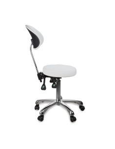 Tabouret Rond Zin Back Blanc | Ergonomique & Réglable 2