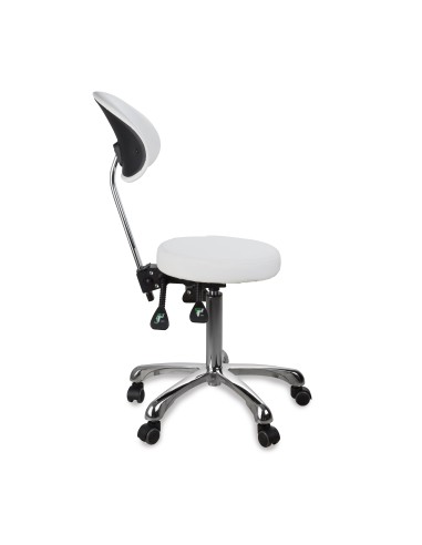 Tabouret Rond Zin Back Blanc | Ergonomique & Réglable