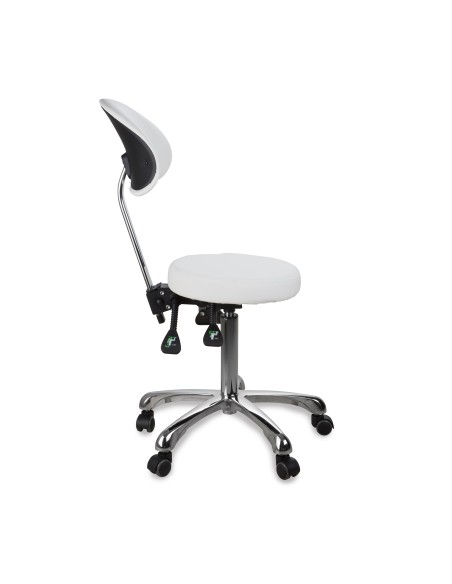Tabouret Rond Zin Back Blanc | Ergonomique & Réglable