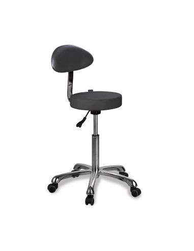 Tabouret Rond Opal Back Gris Anthracite | Ergonomique & Réglable