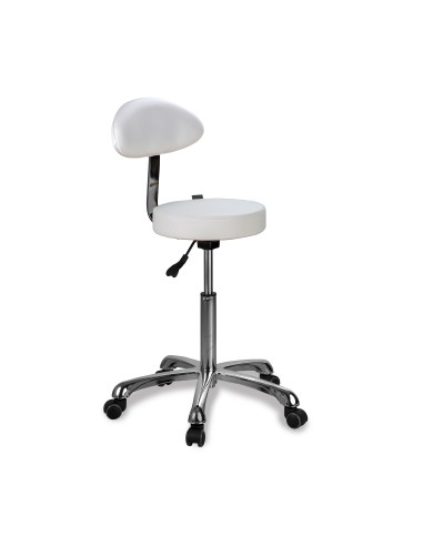 Tabouret Rond Opal Back Blanc | Ergonomique & Réglable