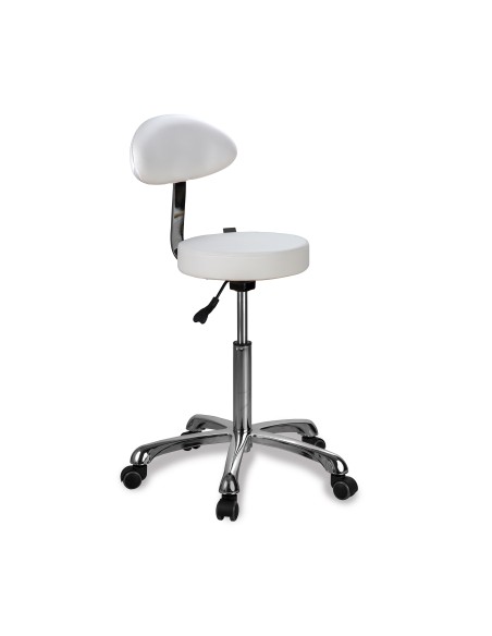 Tabouret Rond Opal Back Blanc | Ergonomique & Réglable