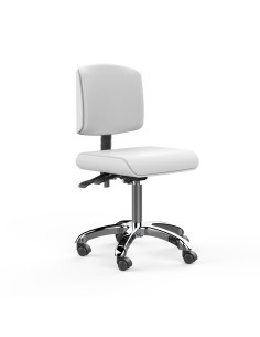 Tabouret de Massage Professionnel ZOI Blanc | Assise Plate & Dos Bois