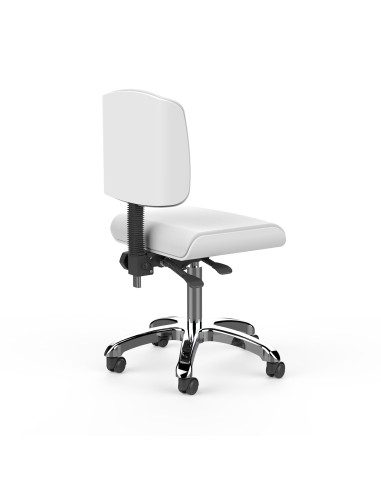 Tabouret de Massage Professionnel ZOI Blanc | Assise Plate & Dos Bois