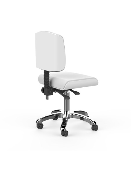 Tabouret de Massage Professionnel ZOI Blanc | Assise Plate & Dos Bois