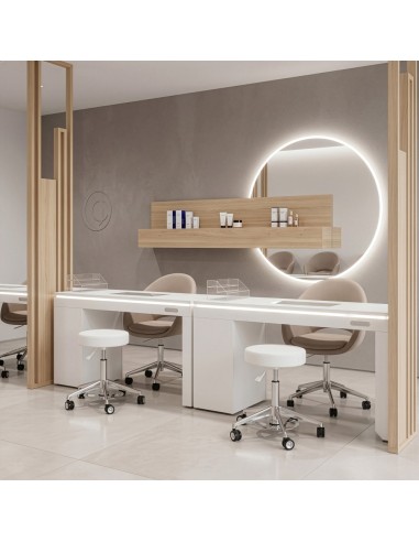 Tabouret Rond Ceti Adapt blanc | Triple Commande Réglable