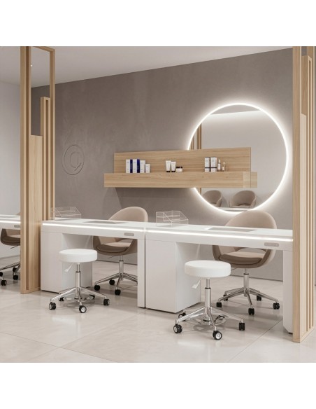 Tabouret Rond Ceti Adapt blanc | Triple Commande Réglable
