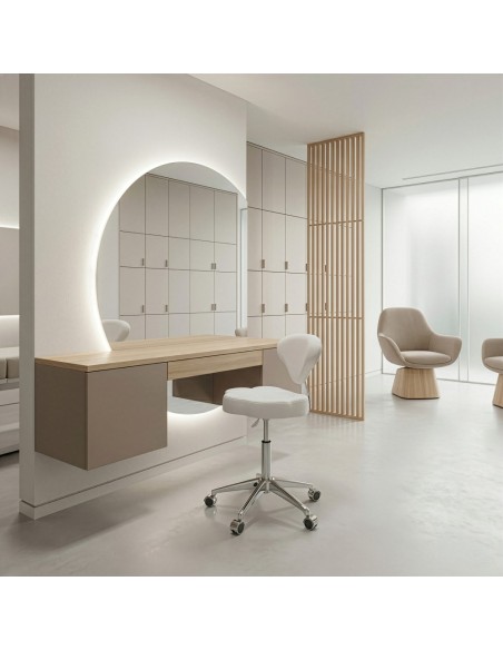 Tabouret Esthétique Assise Plate Opy dossier blanc| Réglable & Ergonomique